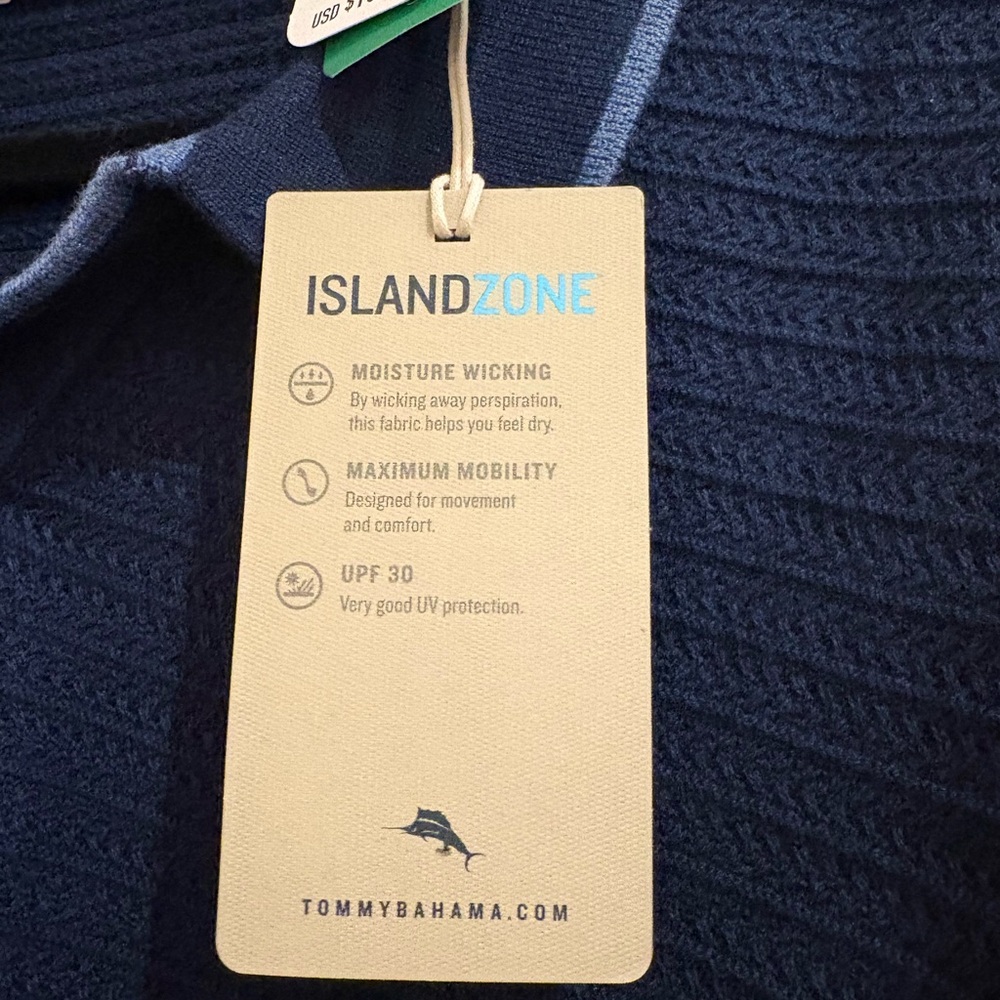 Tommy Bahama Navy Textured Knit Polo XL - Picture 7 of 9